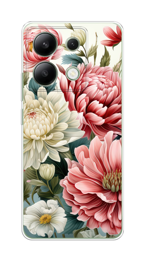 

Чехол на Xiaomi Redmi Note 13 4G (Global) "Садовые цветы рисунок", Розовый;зеленый;белый, 321050-1