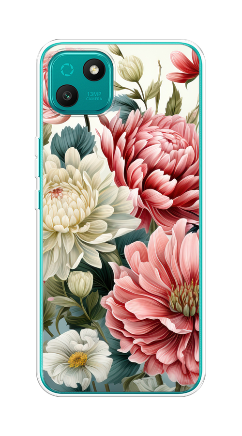 

Чехол на Wiko T10 "Садовые цветы рисунок", Розовый;зеленый;белый, 3400250-1