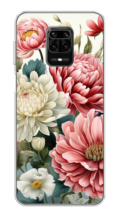 

Чехол на Xiaomi Redmi Note 9S/Note 9 Pro "Садовые цветы рисунок", Розовый;зеленый;белый, 37950-1