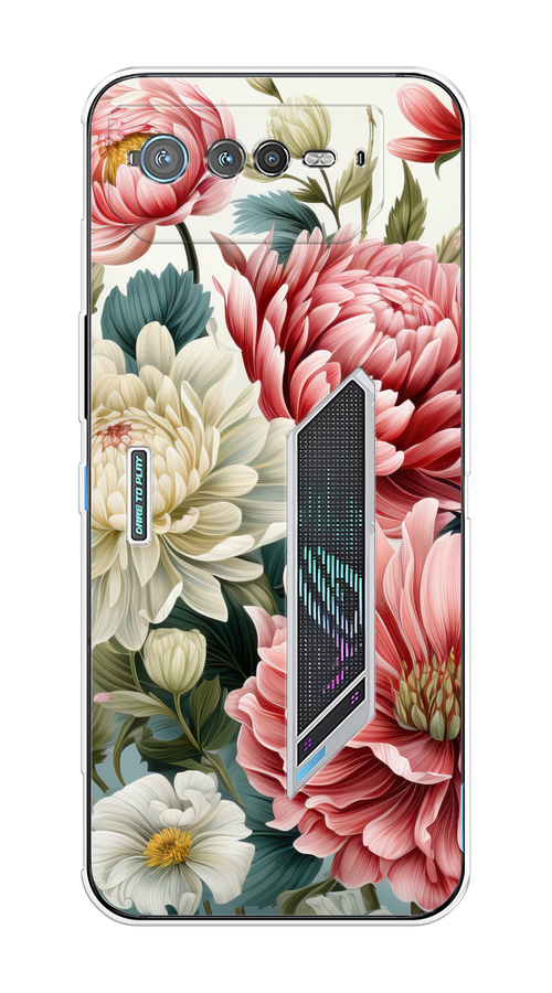 

Чехол на Asus ROG Phone 6 "Садовые цветы рисунок", Розовый;зеленый;белый, 44650-1