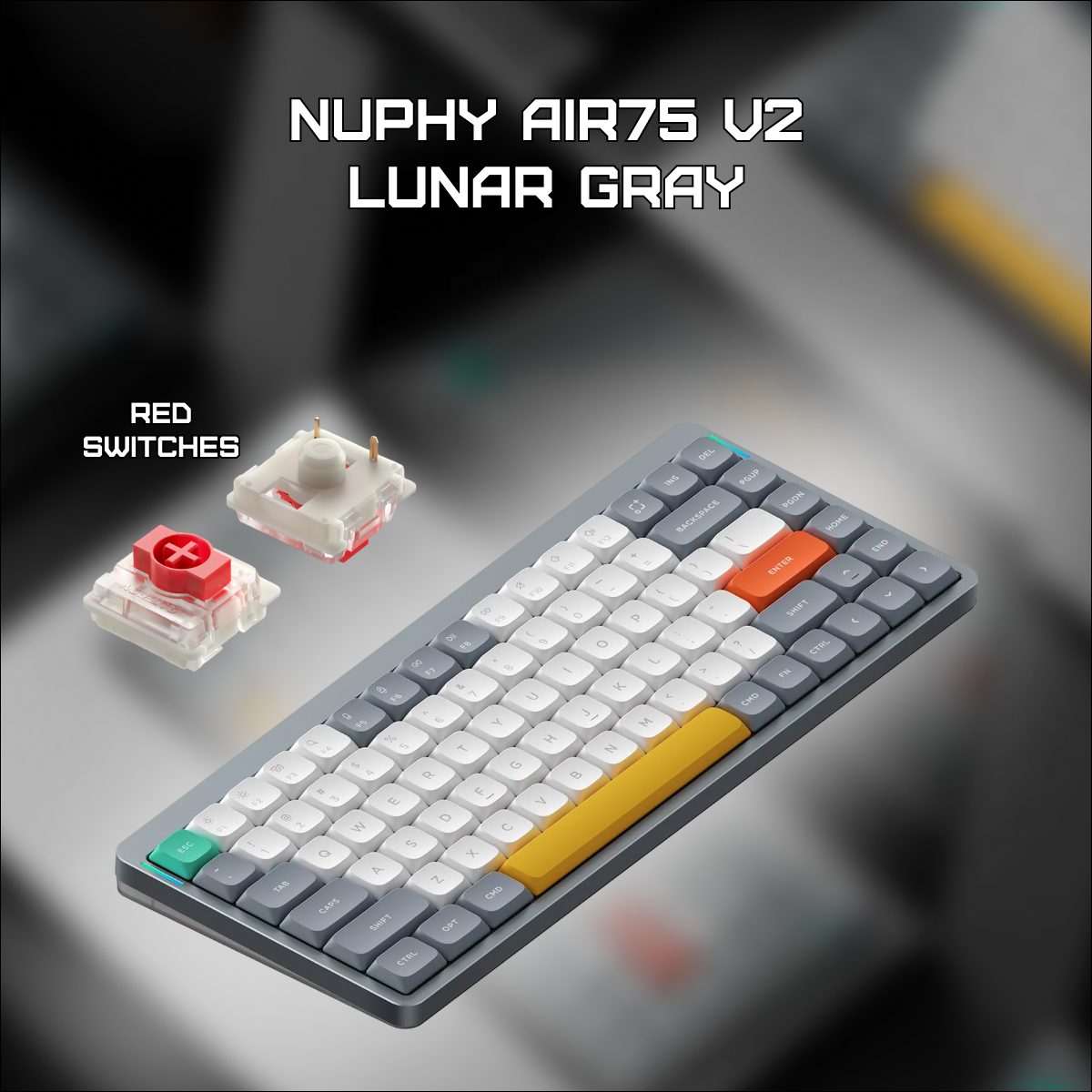 Беспроводная клавиатура Nuphy AIR75v2 Lunar Gray Red