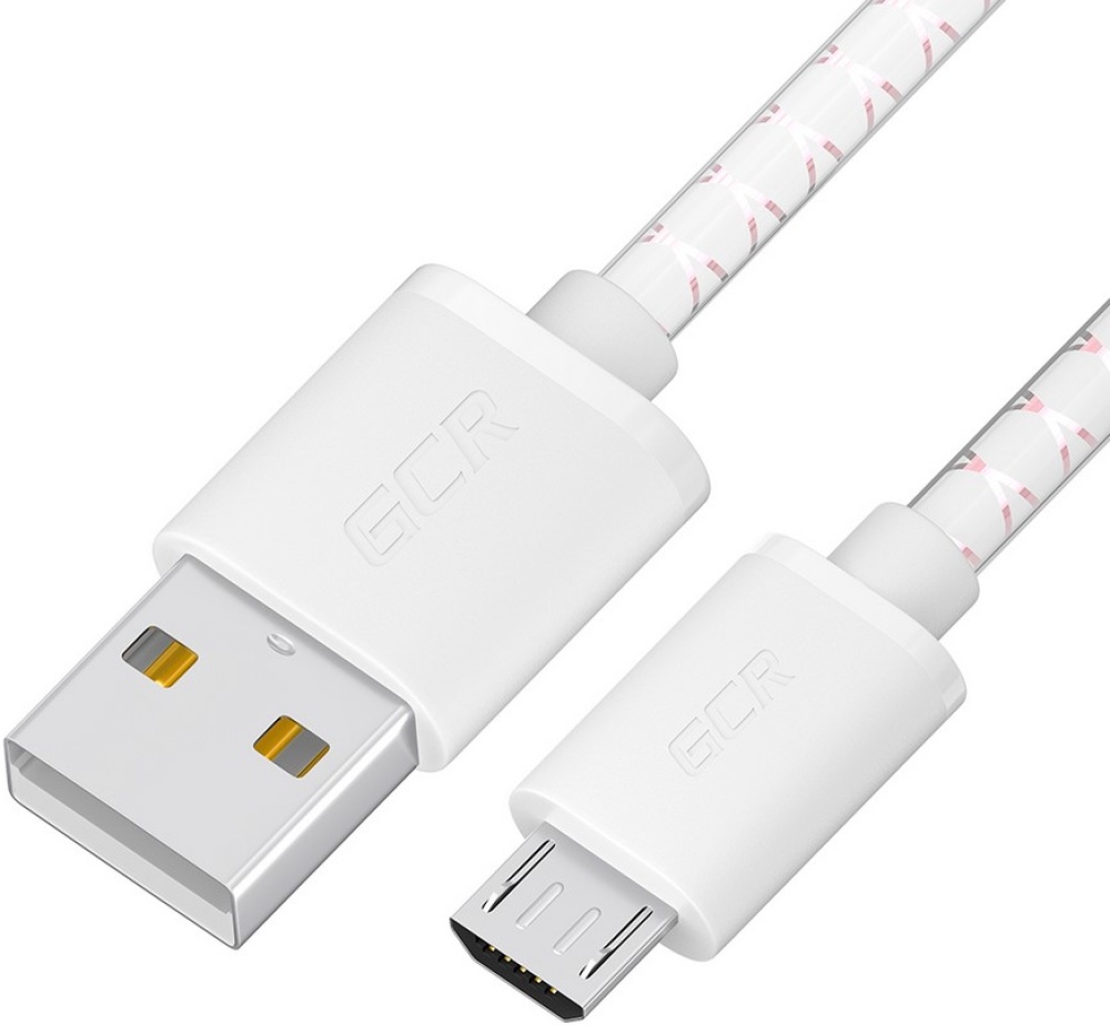 Кабель Greenconnect GCR-54451 USB - Micro-USB, 2 А, 1.5 м, белый/розовый