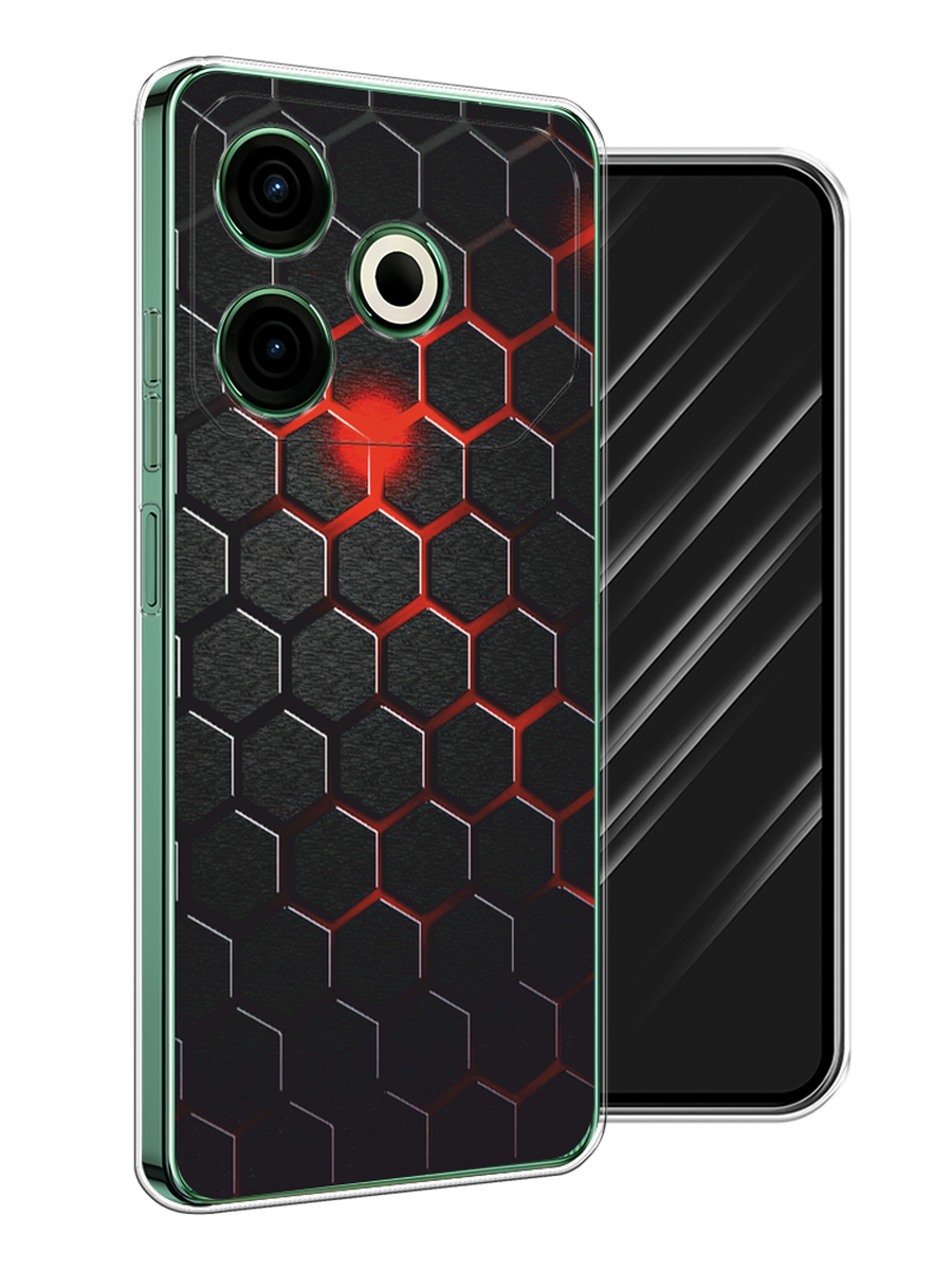 

Чехол Awog на Tecno Pova 6 Neo "Фон соты красные", Красный;черный, 309050-1