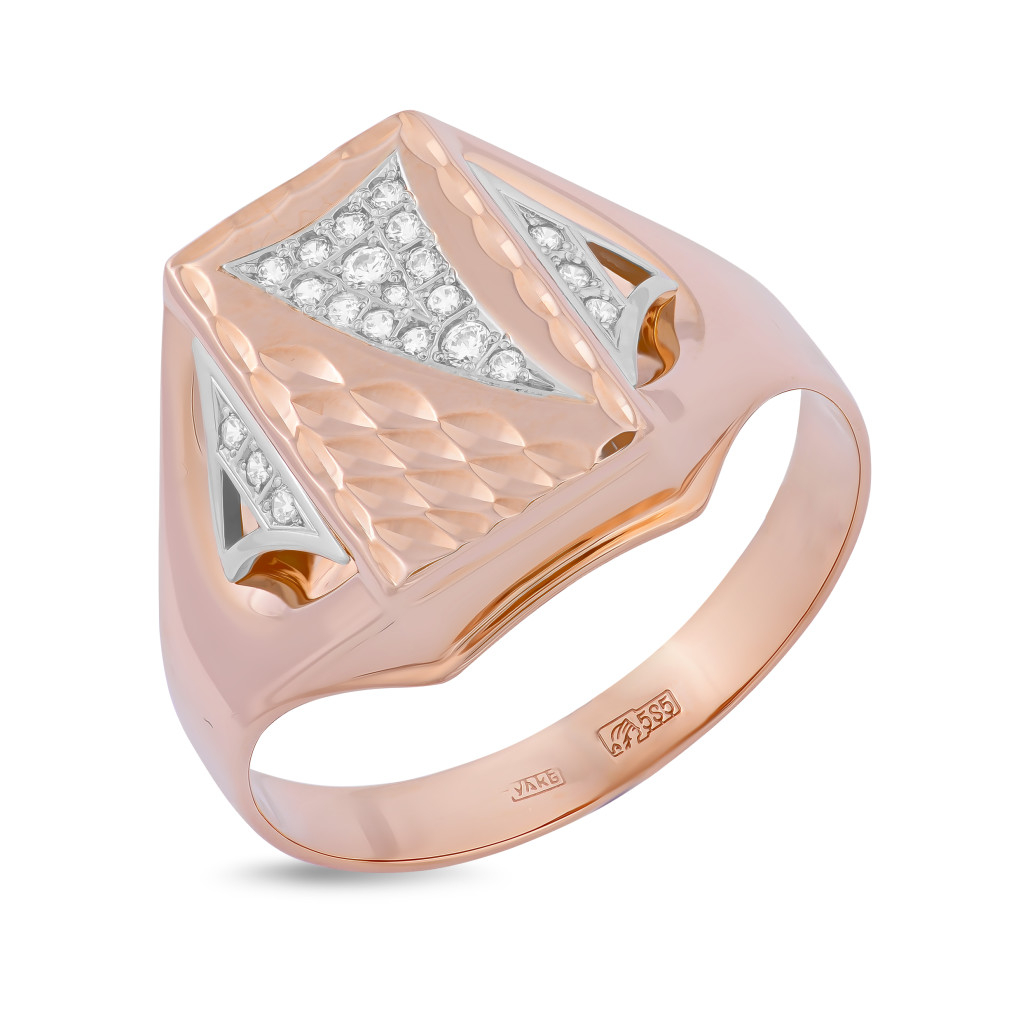 

Печатка из красного золота с цирконом р. 24 Золото Дисконт 51-0017, 51-0017