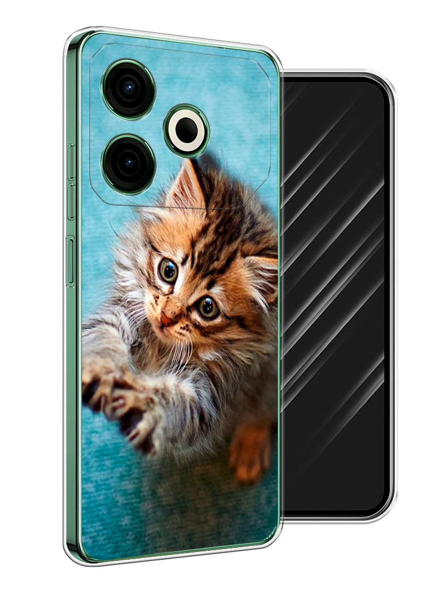 

Чехол Awog на Tecno Pova 6 Neo "Котенок просит есть", Бирюзовый;коричневый;белый, 309050-1
