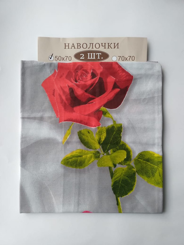 Комплект наволочек поплин Униратов Текс красная роза 50х70, хлопок 100%, 2шт
