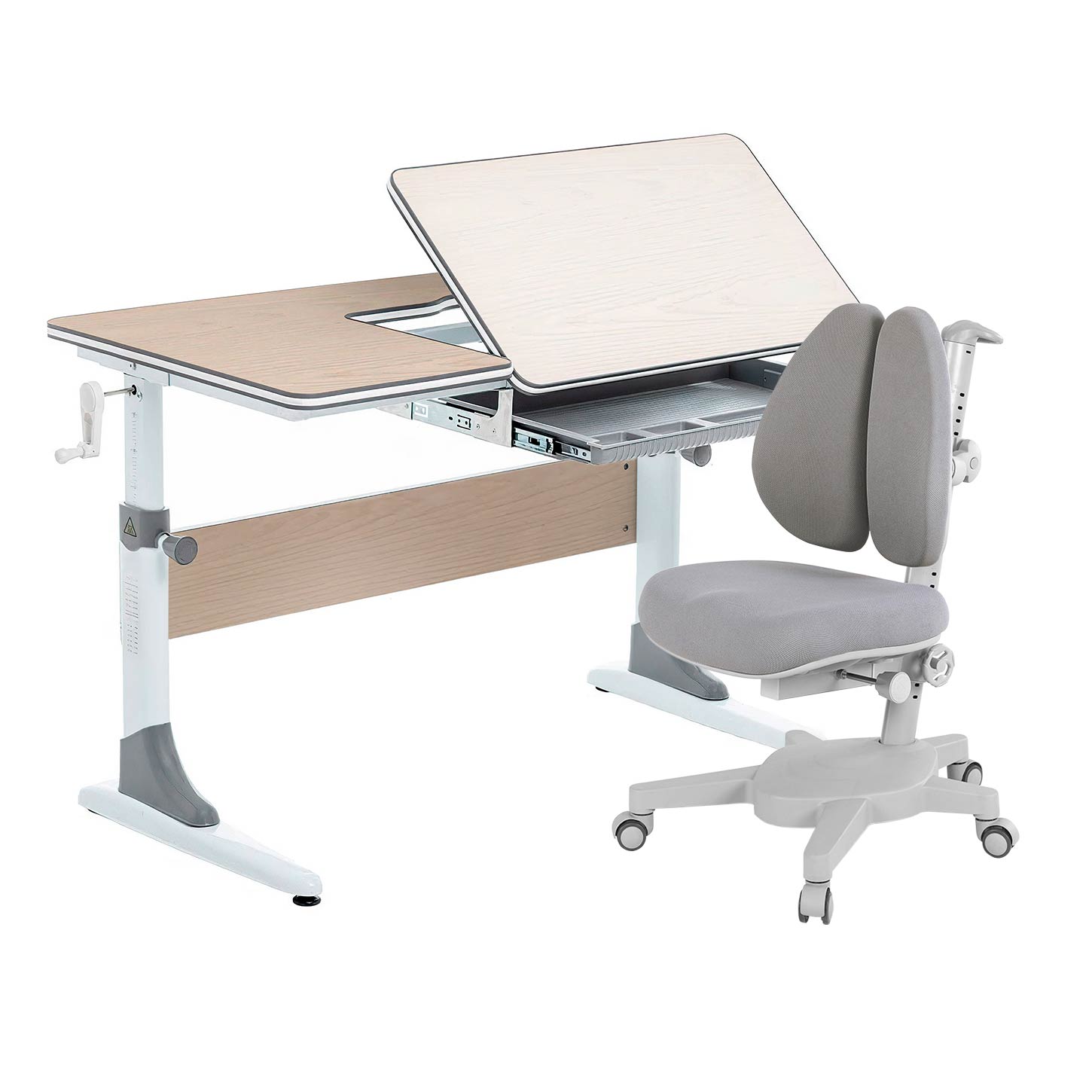 фото Комплект anatomica smart-40 парта+кресло клен/серый с серым креслом armata duos