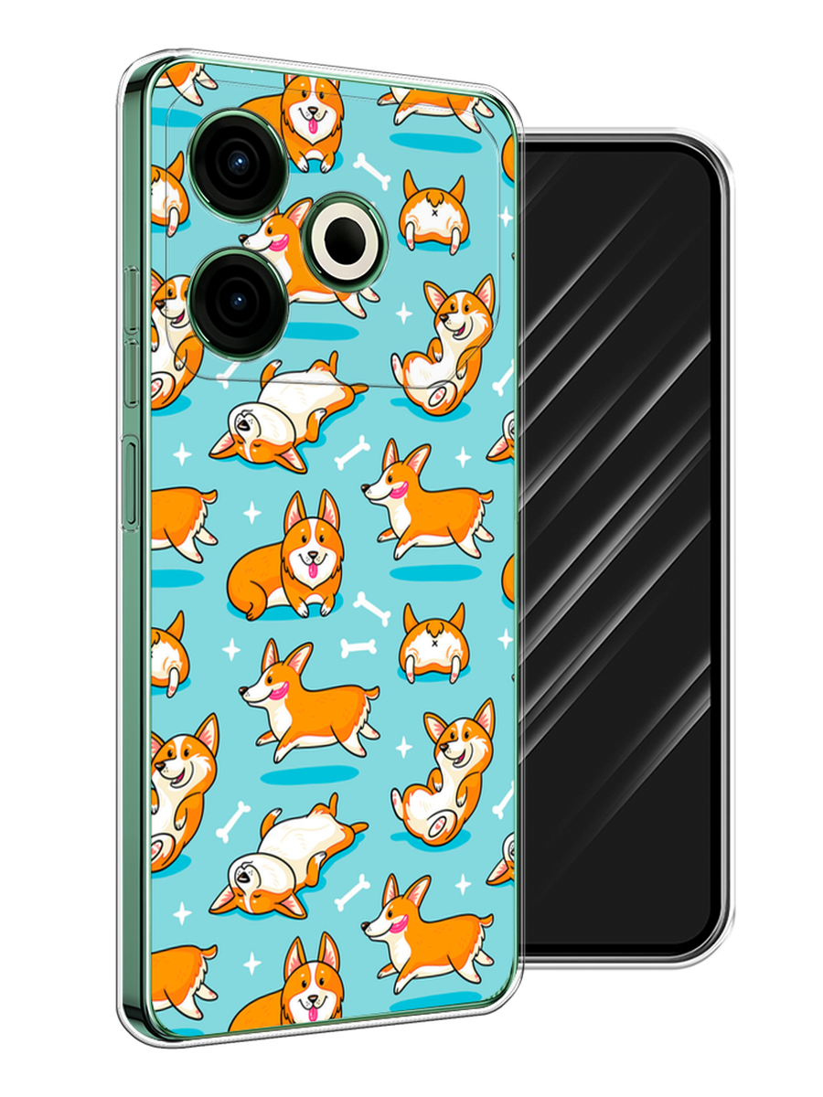 

Чехол Awog на Tecno Pova 6 Neo "Веселые корги", Коричневый, 309050-1