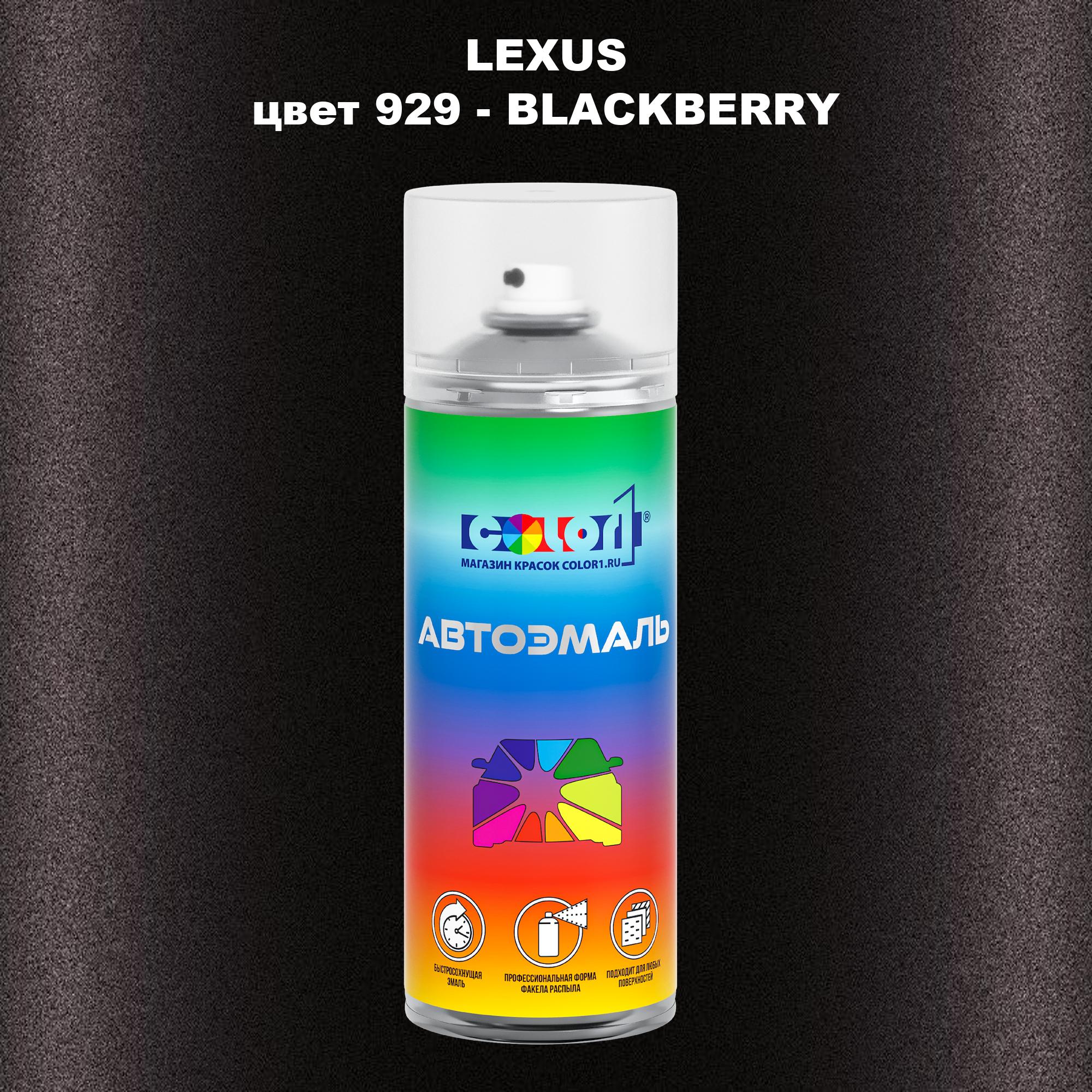 

Аэрозольная краска COLOR1 для LEXUS, цвет 929 - BLACKBERRY, Прозрачный