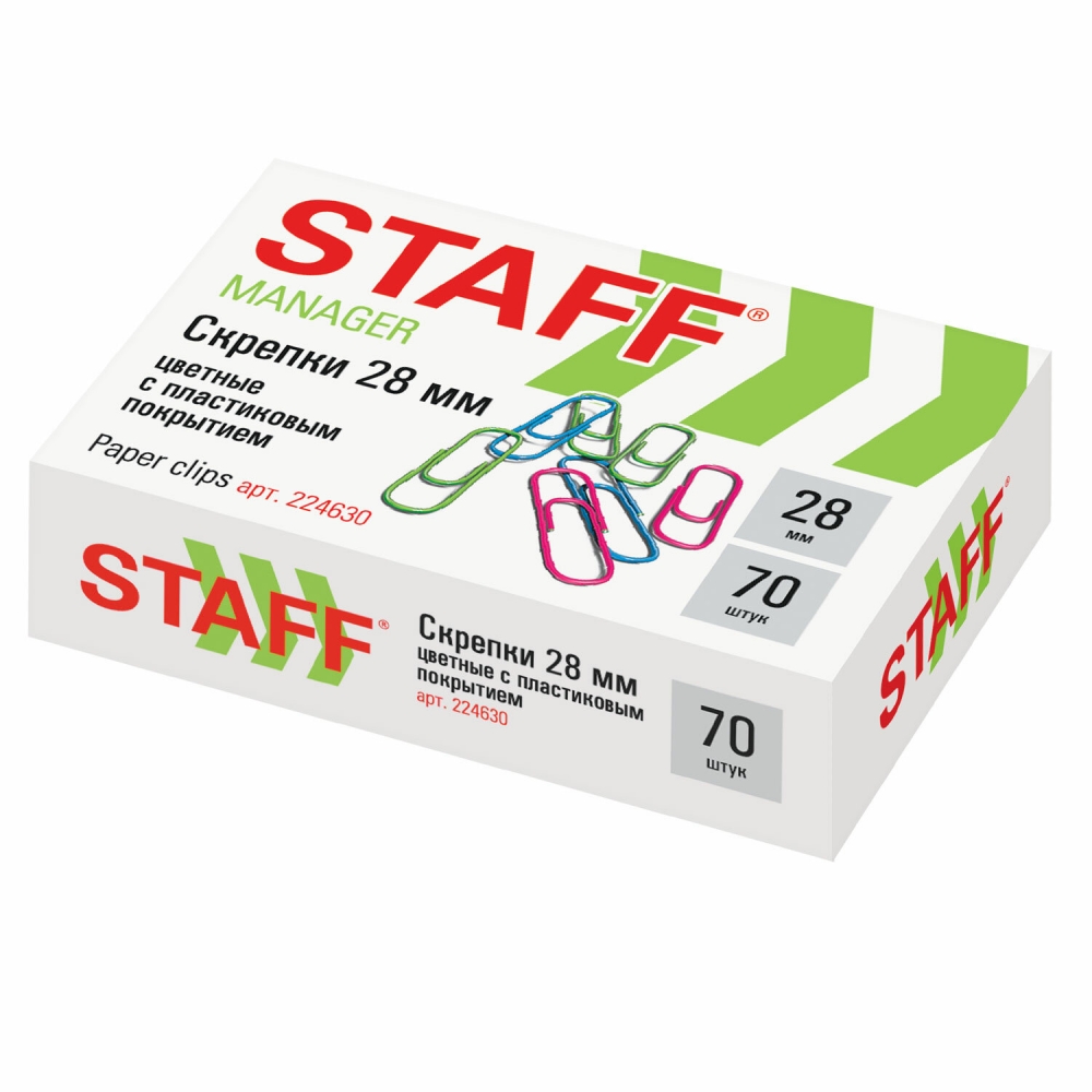 

Набор из 60 шт, Скрепки Staff (224630)