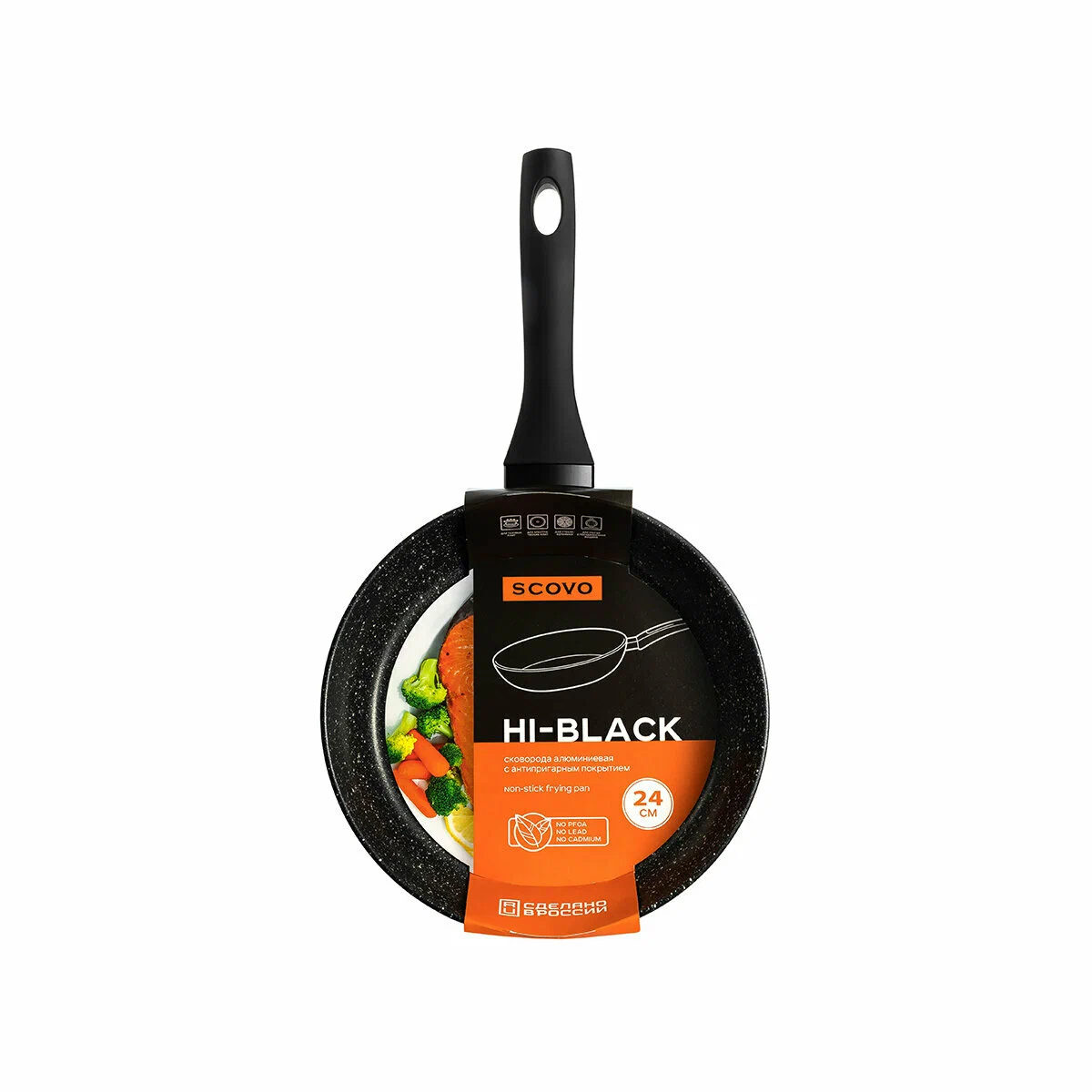 

Сковорода антипригарная Scovo Hi-Black 24 см, Черный