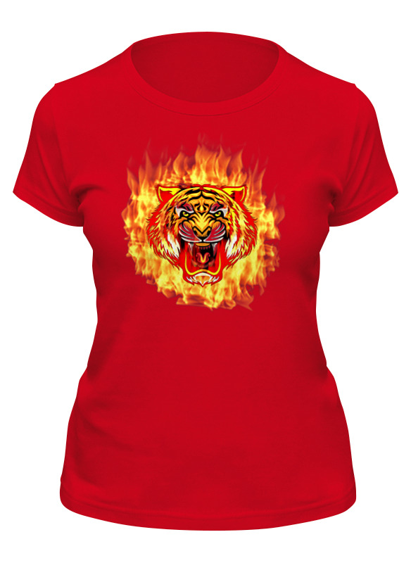 

Футболка женская Printio Тигр в огне красная 2XL, Красный, Тигр в огне