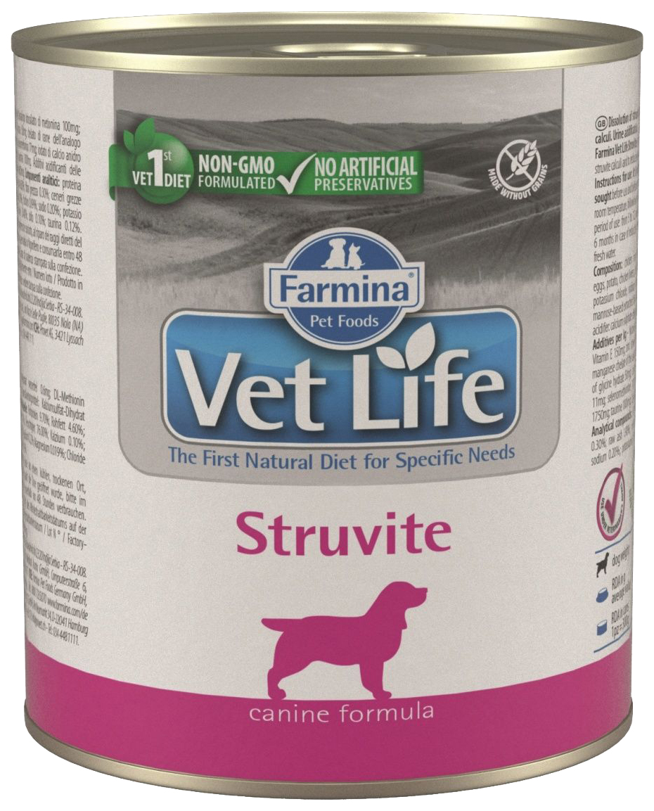 фото Влажный корм для собак farmina, паштет vet life natural diet dog struvite, струвит 300 г