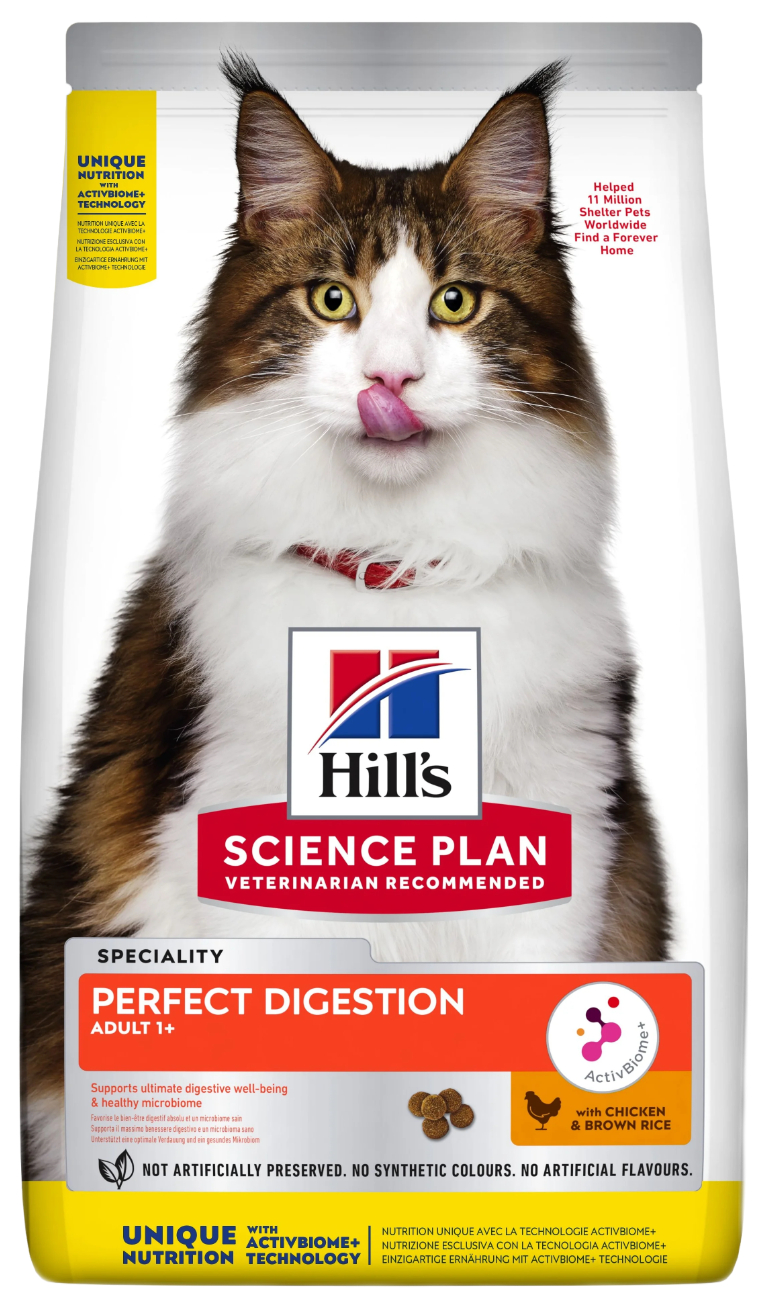 фото Сухой корм для кошек hill's s/p perfect digestion, с курицей и коричневым рисом, 1,5 кг