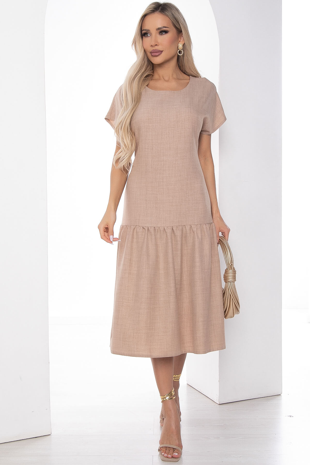

Платье женское LT Collection Ева бежевое 54 RU, Бежевый, Ева