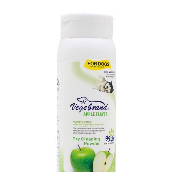

Порошок для сухой чистки собак Vegebrand с ароматом яблока, 150 г, Порошок для сухой чистки собак с ароматом яблока