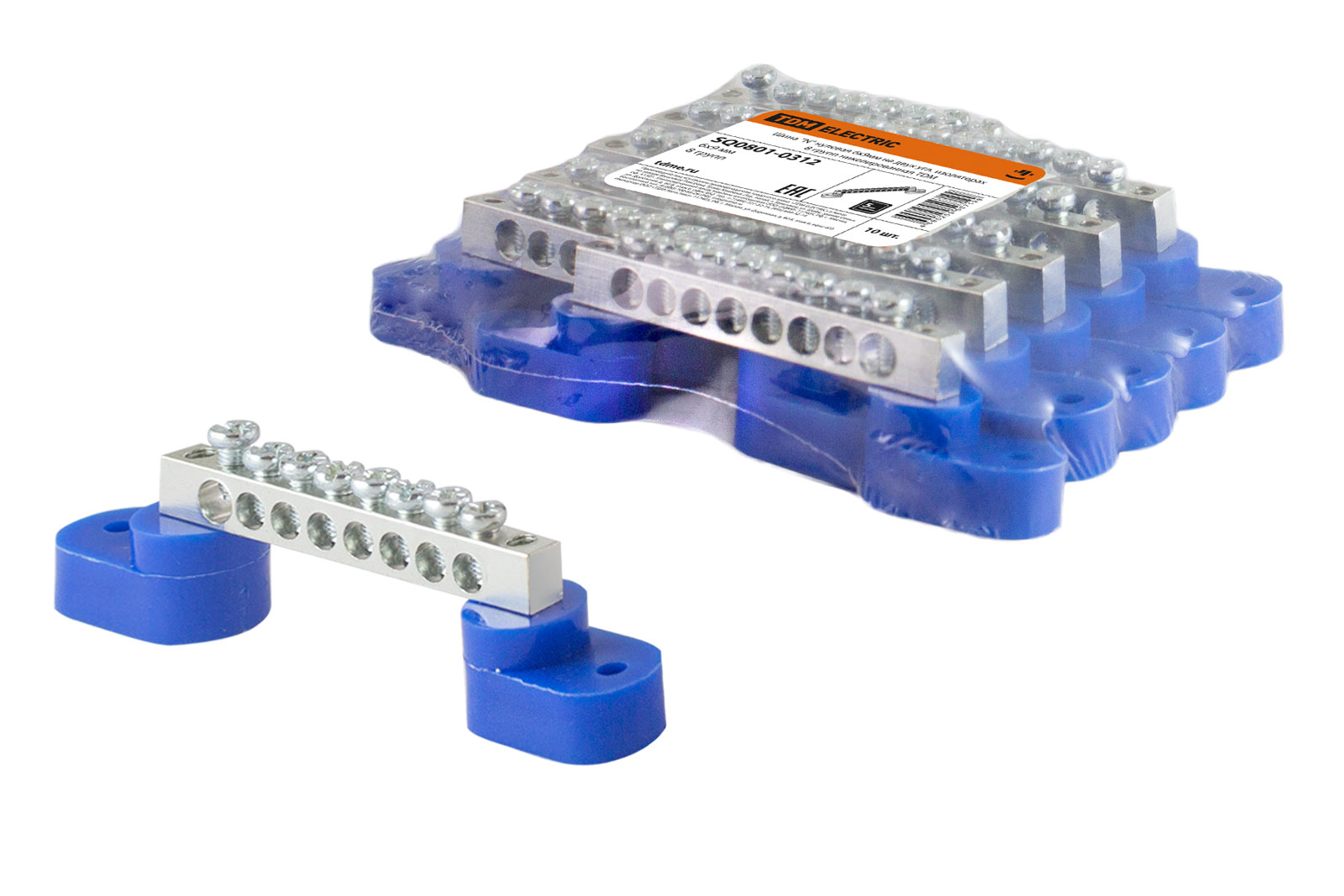 Шина N нулевая TDM (SQ0801-0312) 6х9мм на двух угл. изоляторах 8 групп никелированная 1шт жен костюм арт 17 0312 белый р 54