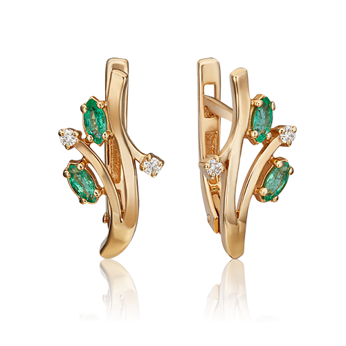 

Серьги из золота PLATINA jewelry 02-0423, изумруд, 02-0423