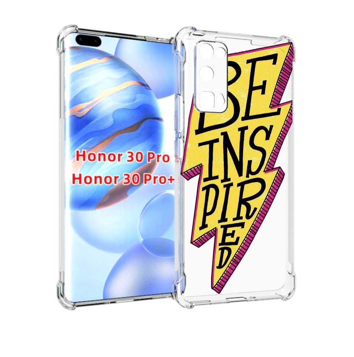 

Чехол бампер MyPads надпись в желтой молнии для Honor 30, Прозрачный, Tocco