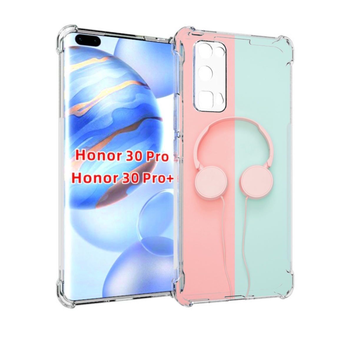 

Чехол бампер MyPads наушники-минимализм для Honor 30 Pro, Прозрачный, Tocco