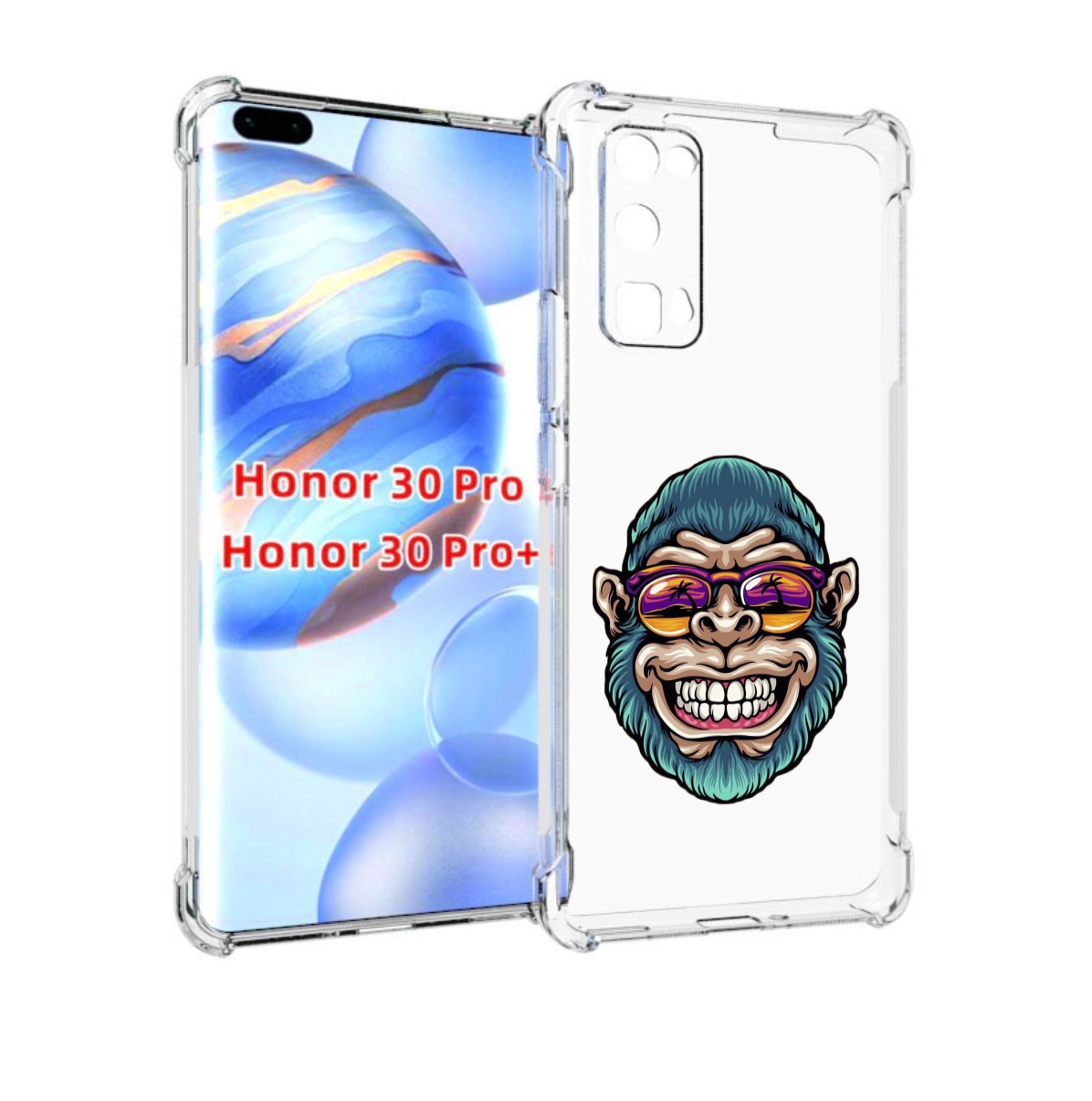 

Чехол бампер MyPads обезьяна улыбается для Honor 30 Pro, Прозрачный, Tocco