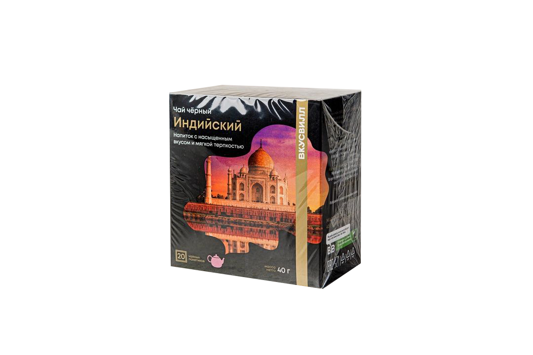 

Чай черный ВкусВилл Индийский в пакетиках 2 г х 20 шт