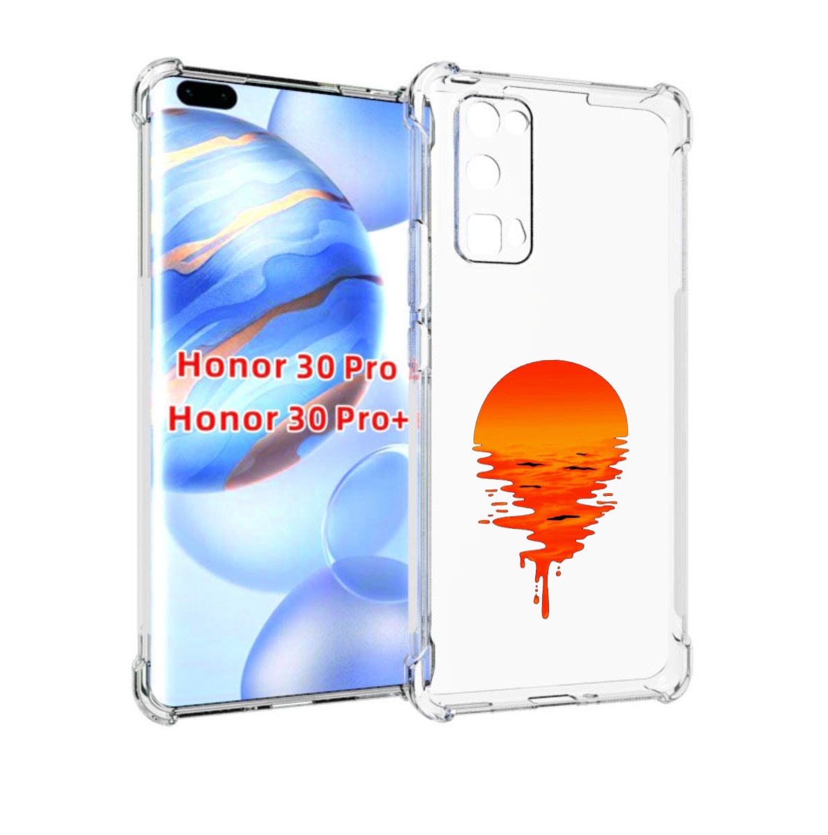 

Чехол бампер MyPads оранжевый закат на воде для Honor 30, Прозрачный, Tocco
