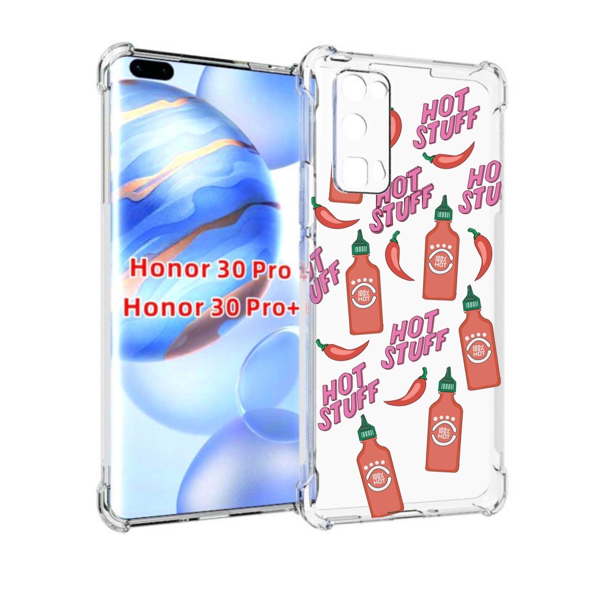 

Чехол бампер MyPads острые-перчики для Honor 30 Pro, Прозрачный, Tocco