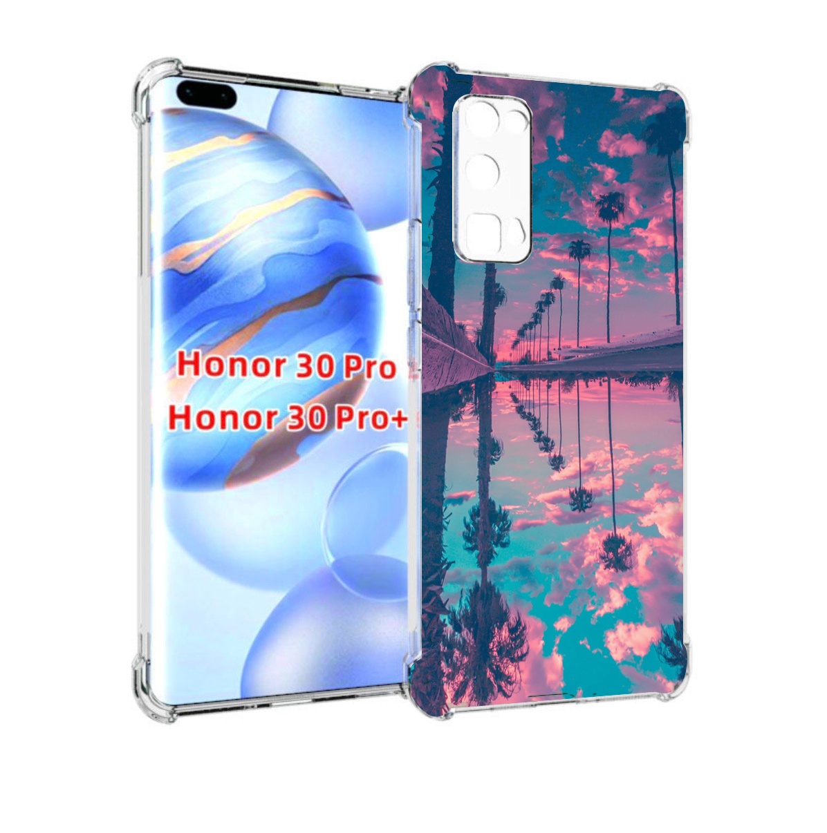 

Чехол бампер MyPads отражение-пальм для Honor 30 Pro Honor, Прозрачный, Tocco