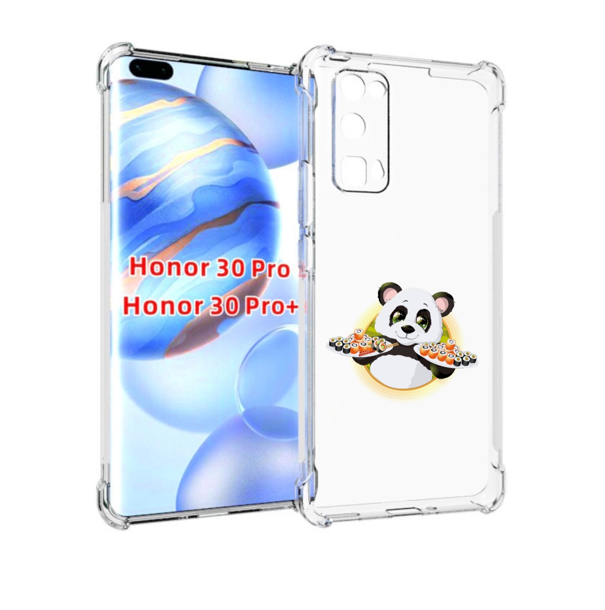 

Чехол бампер MyPads панда-с-суши для Honor 30 Pro, Прозрачный, Tocco