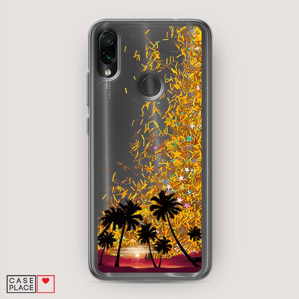 

Жидкий чехол с блестками "Закат и пальмы" на Xiaomi Redmi 7, 35090-1