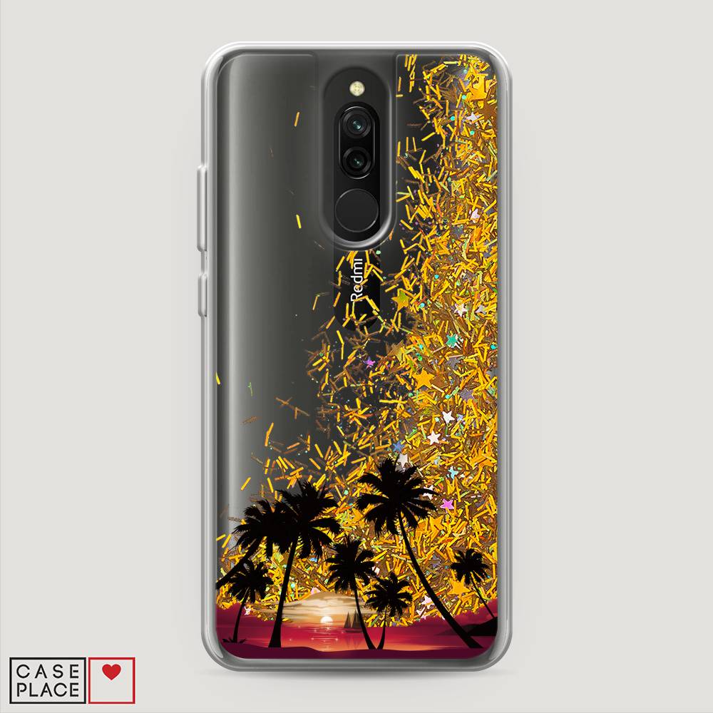 

Жидкий чехол с блестками "Закат и пальмы" на Xiaomi Redmi 8, 37190-1