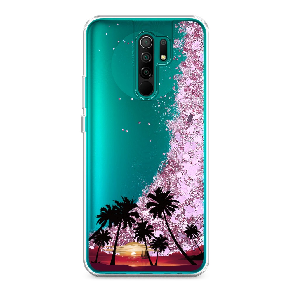 

Жидкий чехол с блестками "Закат и пальмы" на Xiaomi Redmi 9, 38394-1