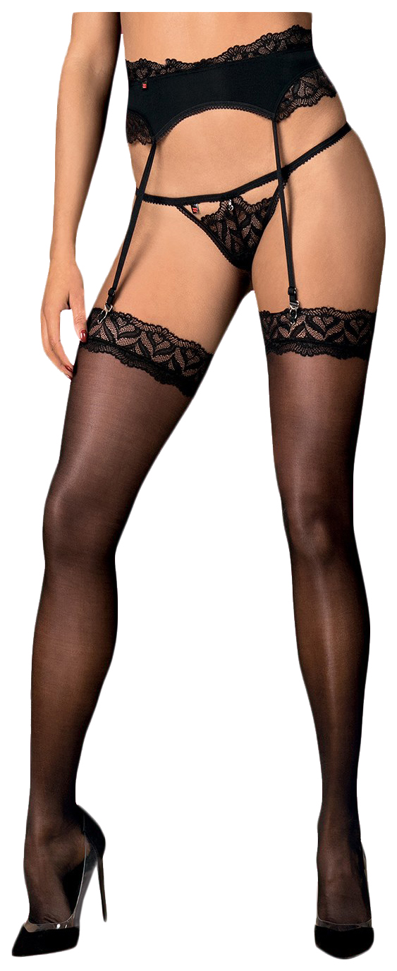 

Женские чулки Arisha с кружевным верхом черный L- Obsessive, Arisha stockings
