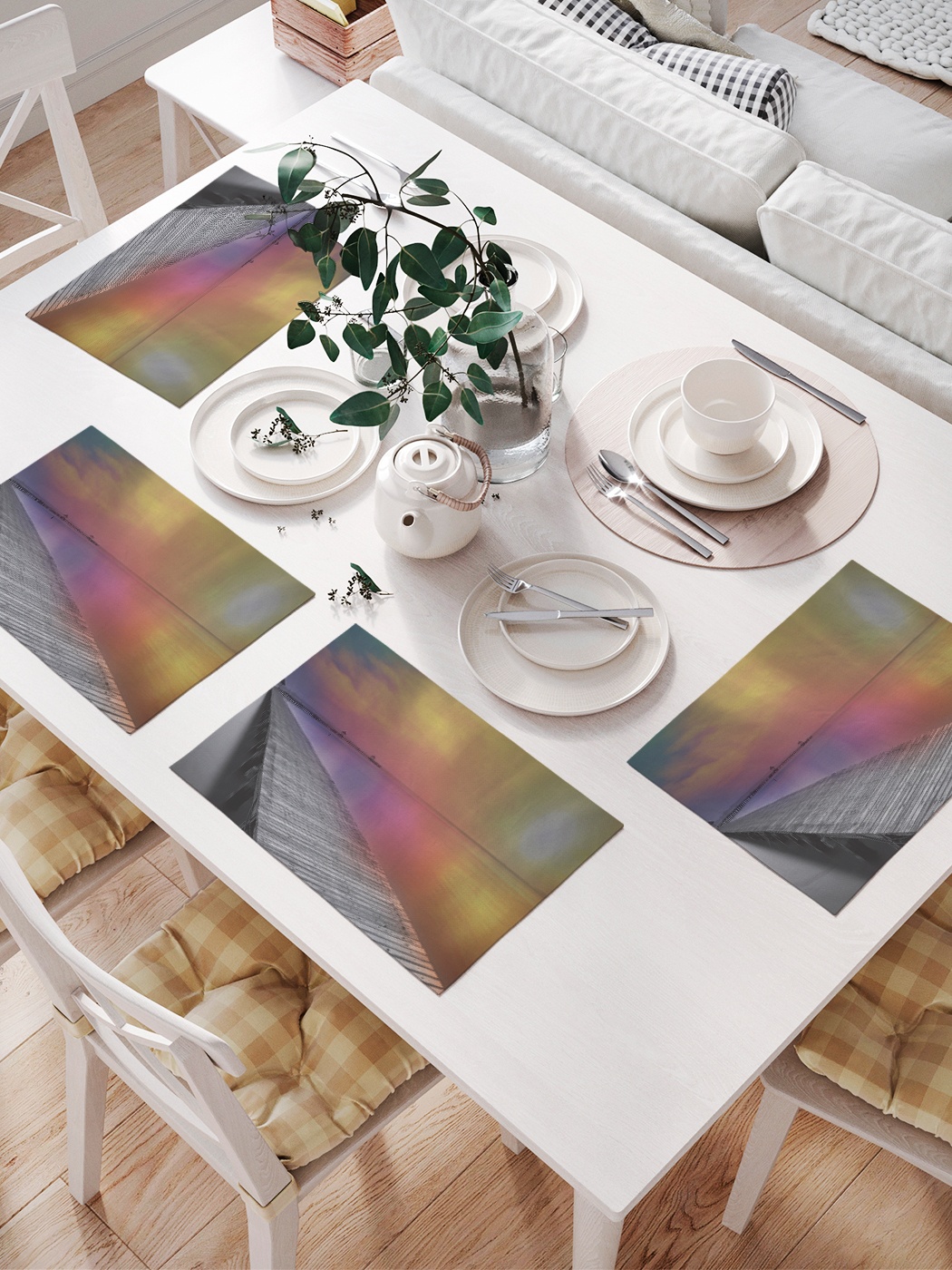 

Комплект салфеток для сервировки стола «Мост вокруг земли» (32х46 см, 4 шт.), Серый;желтый;фиолетовый