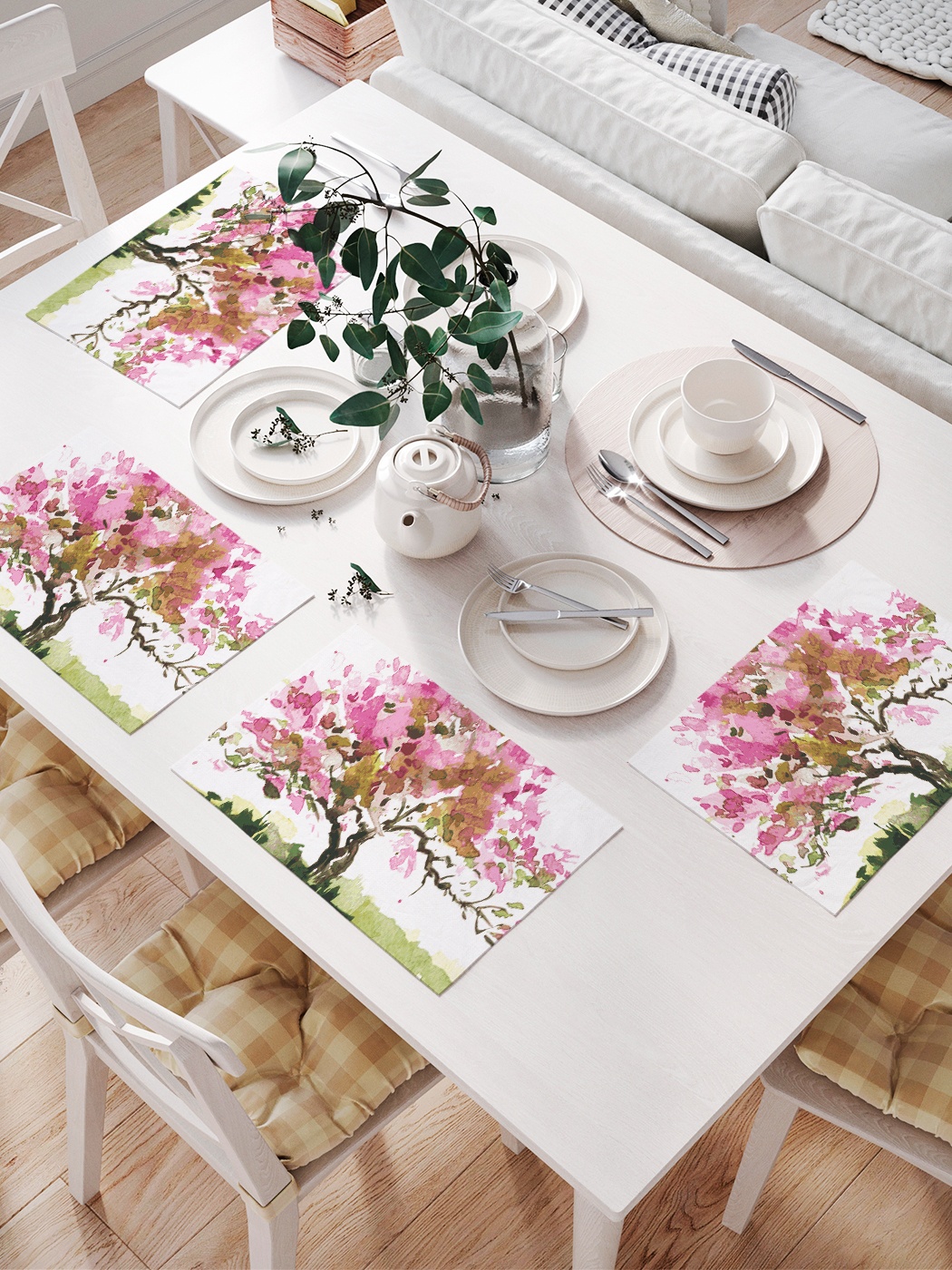 фото Комплект салфеток для сервировки стола «нарисованное дерево» (32х46 см, 4 шт.) joyarty