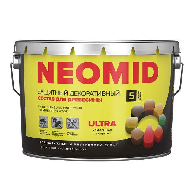 фото Лессирующий деревозащитный состав neomid bio color ultra, дуб 2,7л