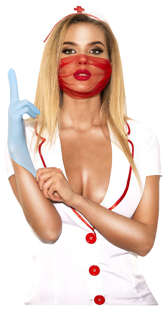 фото Костюм стильной медсестры белый с красным l devil & angel