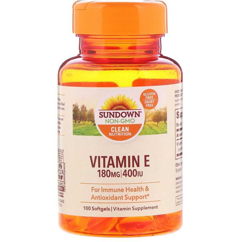 

Витамин E Sundown Naturals 180 мг 400 МЕ таблетки 100 шт., Витамин E 180 мг 400 МЕ