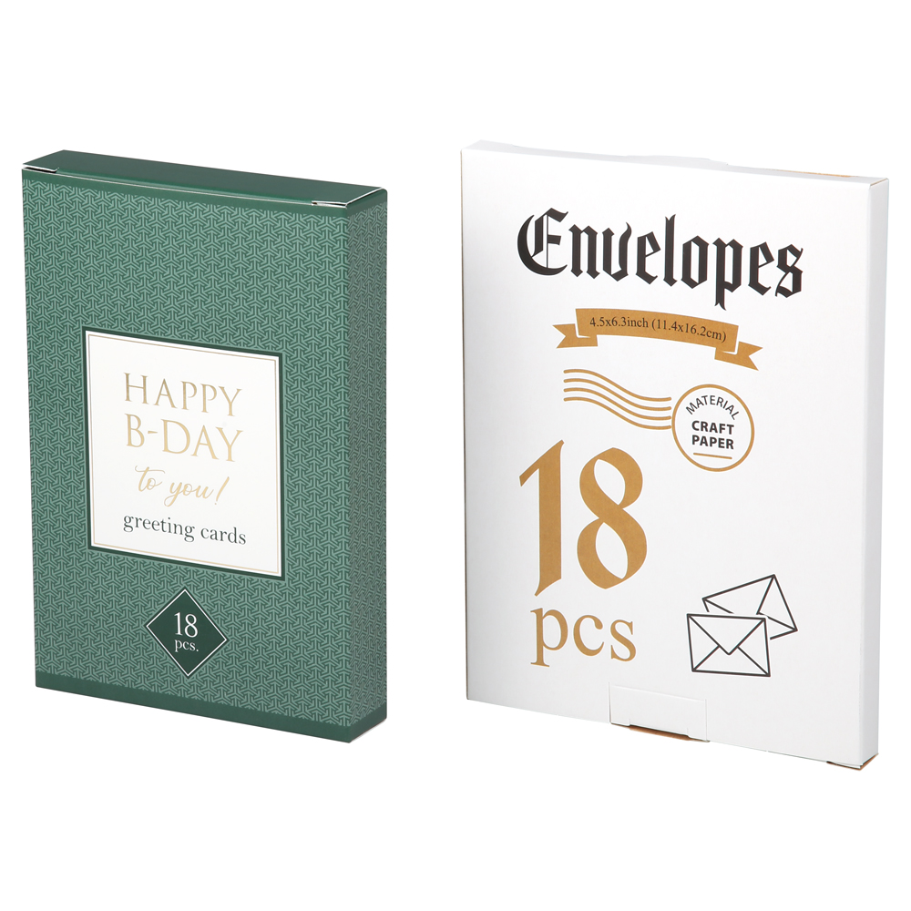 Набор из 18 дизайнерских поздравительных открыток  Happy B-Day Golden White +