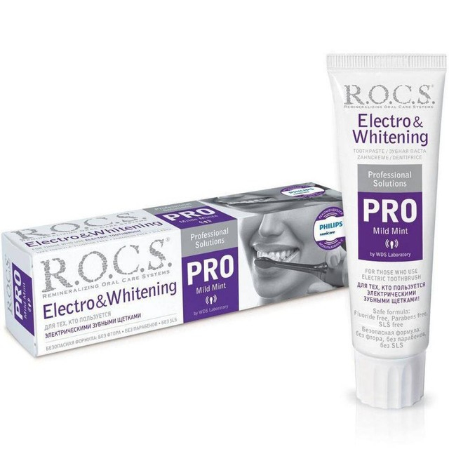 Зубная паста R.O.C.S. Pro Electro & Whitening Mild Mint отбеливающая 135 г r o c s pro зубная паста kids electro 45 гр