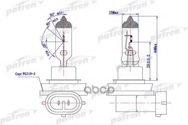 фото Лампа галогенная h11 ll 12 55 pgj19-2 patron plh111255