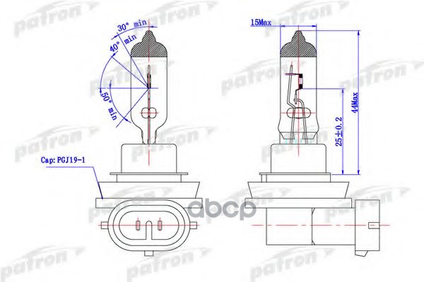 фото Лампа галогенная h8 12v 35w pgj19-1 patron plh81235