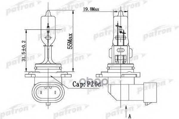 фото Лампа галогенная hb3 12v 60w p20d patron plhb31260