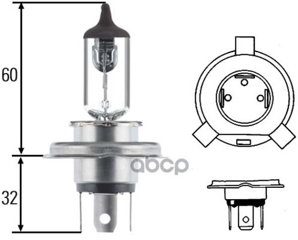 фото Лампа галогенная h4 24v 75/70w p43t heavy duty hella 8gj002525-281