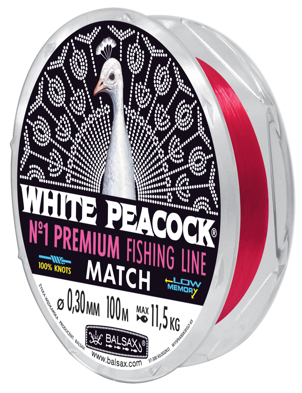 Леска монофильная Balsax White Peacock Match 0,16 мм, 100 м, 4 кг, red