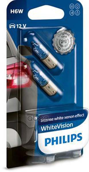 фото Лампа 12v 6w h6w white vision, блистер 2 шт. philips 12036whvb2