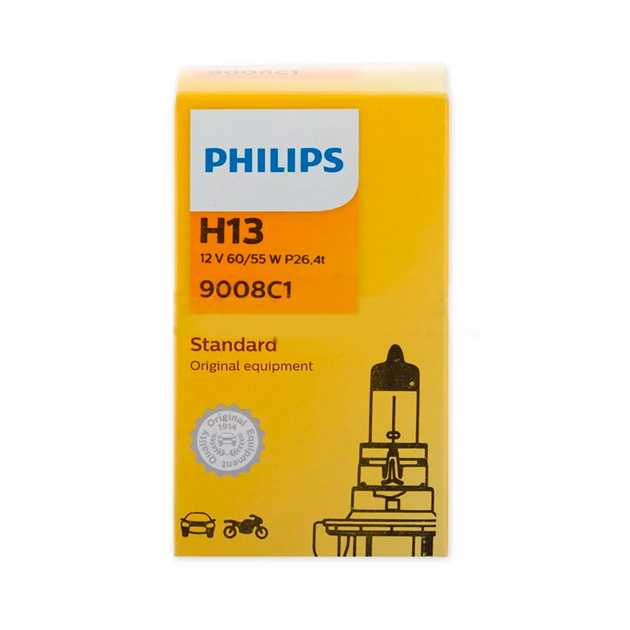 фото Лампа 12v h13 60/55w philips 1 шт. картон 9008с1 philips 9008с1