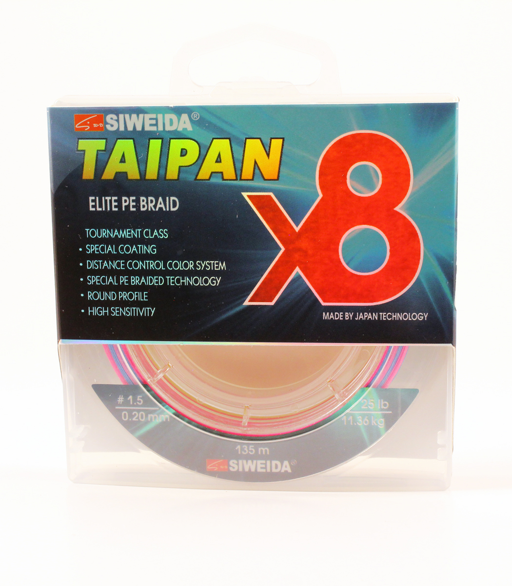 

Леска плетеная Siweida Taipan Elite PE Braid X8 0,2 мм, 135 м, 11,36 кг, multicolor, Taipan Elite PE Braid X8