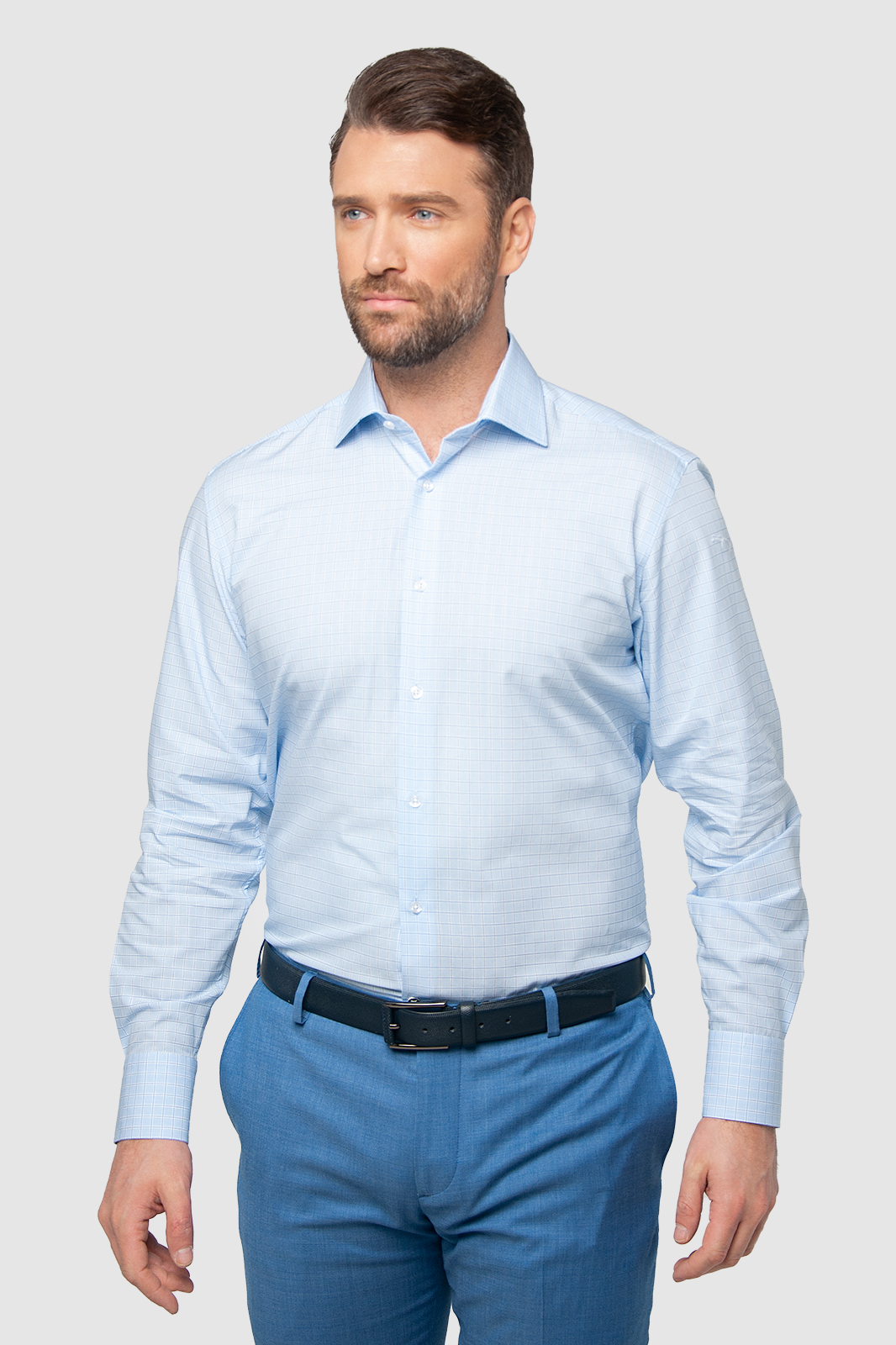Рубашка мужская Kanzler 3S-401RL-1120-12 голубая 45
